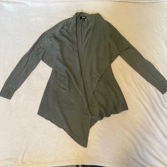 Olive ribbed handkerchief XS a.n.a. cardigan with pockets - Picture 1 of 5